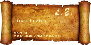 Lincz Ervina névjegykártya